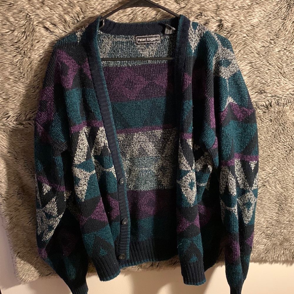 Vintage Peter England, button up sweater